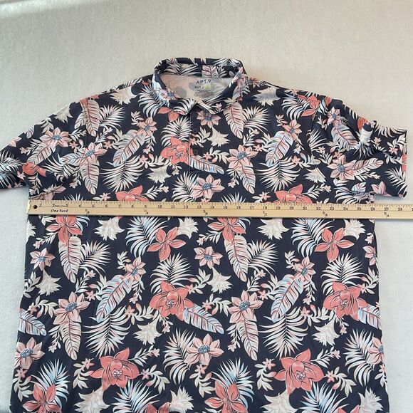 Apt 9 Shirt Mens 3XLT Polo Hawaiian Blue Pink Floral Knit Short Sleeves Collar - Picture 7 of 8